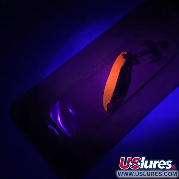  Acme Kastmaster UV, 1/8oz Nickel / Orange UV Glow in UV light, Fluorescent fishing spoon #4381