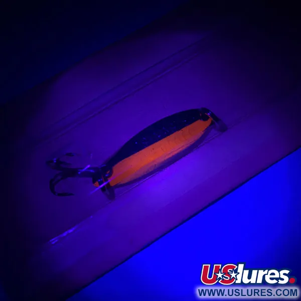  Acme Kastmaster UV, 1/8oz Nickel / Orange UV Glow in UV light, Fluorescent fishing spoon #4383
