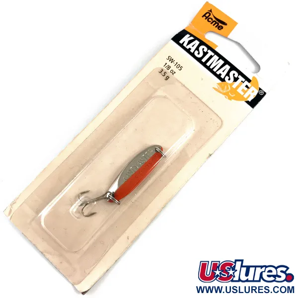  Acme Kastmaster UV, 1/8oz Nickel / Orange UV Glow in UV light, Fluorescent fishing spoon #4383