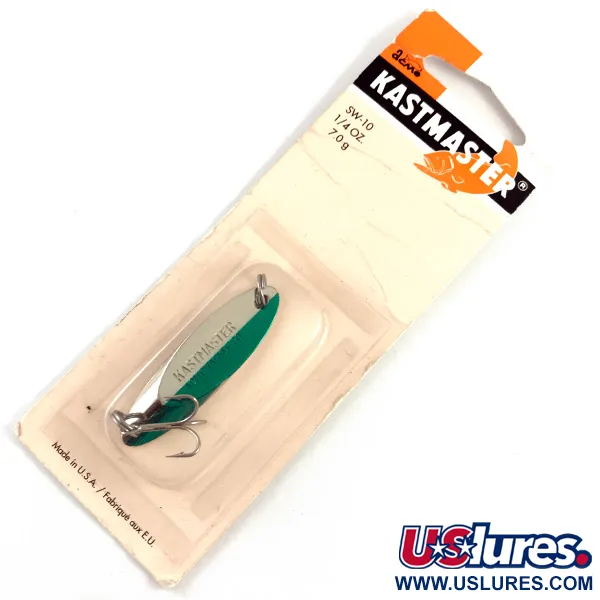  Acme Kastmaster, 1/4oz Nickel / Green fishing spoon #4388