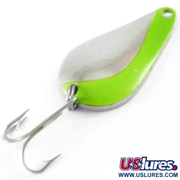 Vintage  Acme K.O. Wobbler, 1/2oz Nickel / Green fishing spoon #4396