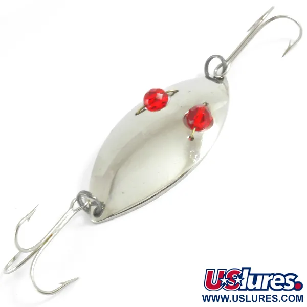 Vintage  Eppinger Red Eye Wiggler, 1oz Nickel / Red Eyes fishing spoon #4434