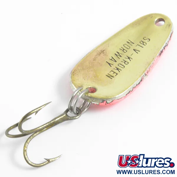 Vintage   Sølvkroken , 1/4oz Red / Gold fishing spoon #4437