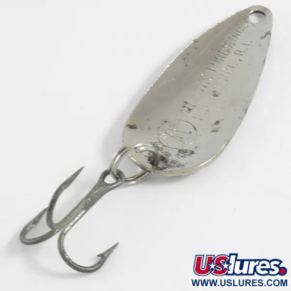 Vintage   Atlantic Lures Sparkling Gem-Spoon, 3/16oz Hammered Nickel fishing spoon #4438