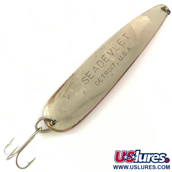 Vintage  Eppinger Dardevle Seadevlet, 1 1/3oz Yellow / Red / Nickel fishing spoon #4466