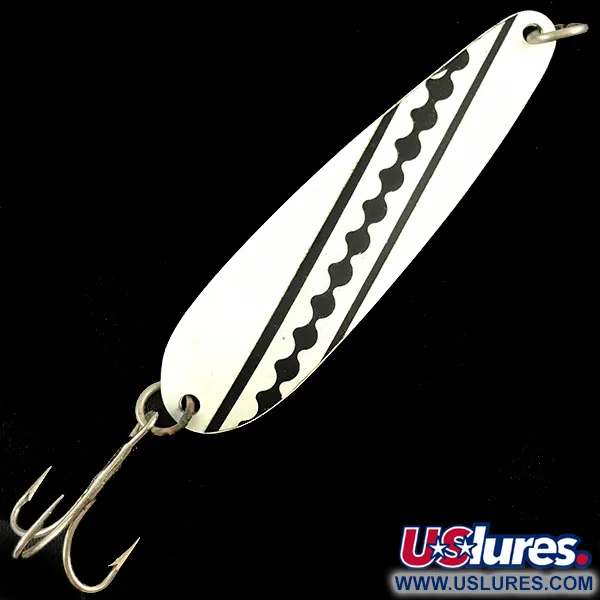 Vintage  Luhr Jensen Westport Wobbler, 3/5oz White / Black fishing spoon #4467