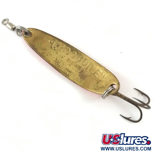 Vintage  Luhr Jensen Krocodile Die #3 UV, 1/3oz Pink / Gold fishing spoon #4471