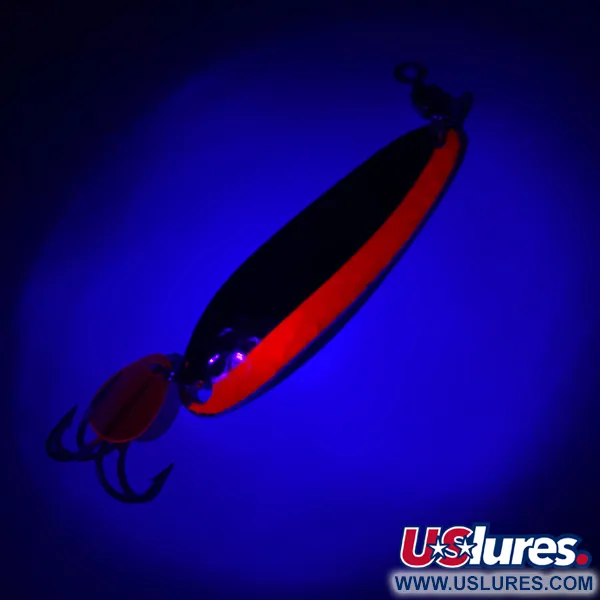 Vintage  Luhr Jensen Krocodile Die #3 UV, 1/3oz Hammered Nickel / Red fishing spoon #4472