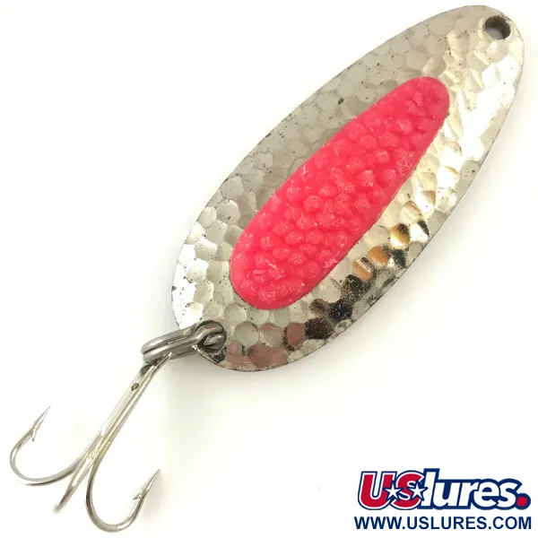 Vintage   Blue Fox Pixee UV, 3/4oz Hammered Nickel / Pink fishing spoon #4474