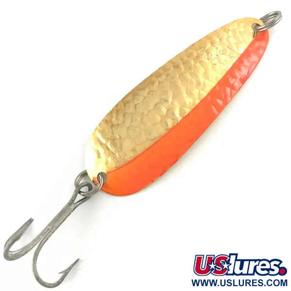 Vintage   Acme Looter, 1/8oz Hammered Gold UV Stripe fishing spoon #4476