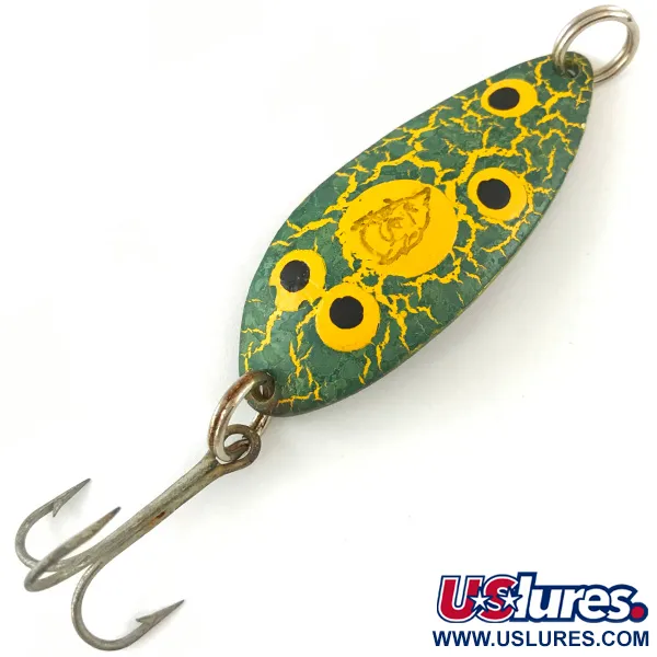 Vintage  Eppinger Dardevle Devle Dog 7700, 1/2oz Frog / Nickel fishing spoon #4478