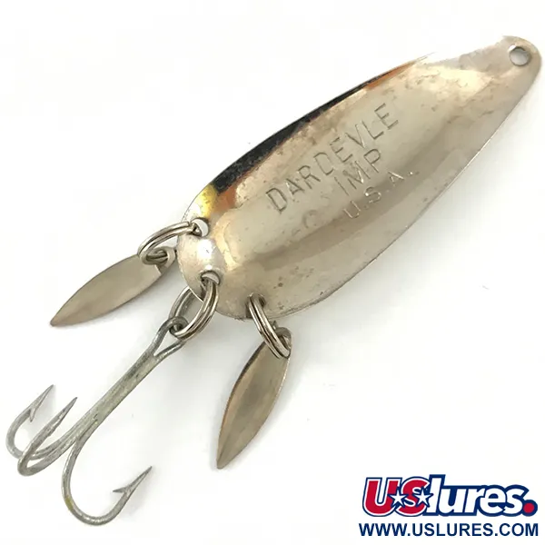 Vintage  Eppinger Dardevle Imp Klicker, 2/5oz White / Black / Nickel fishing spoon #4480