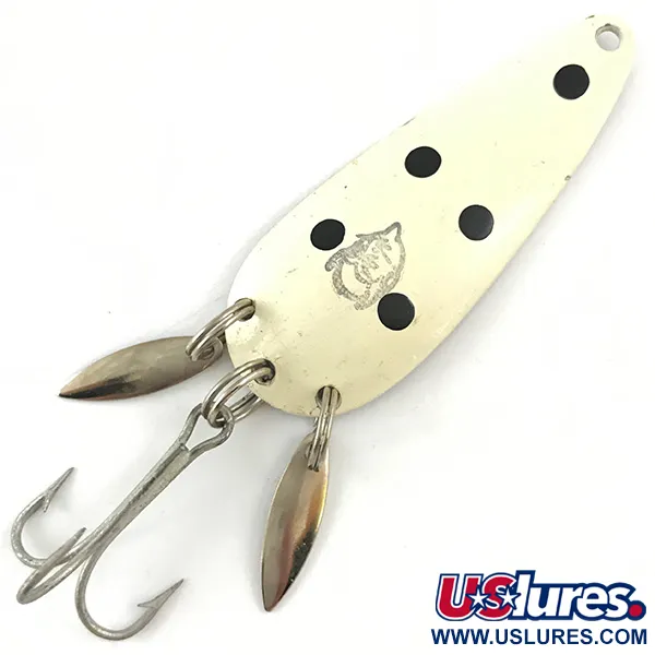 Vintage  Eppinger Dardevle Imp Klicker, 2/5oz White / Black / Nickel fishing spoon #4480