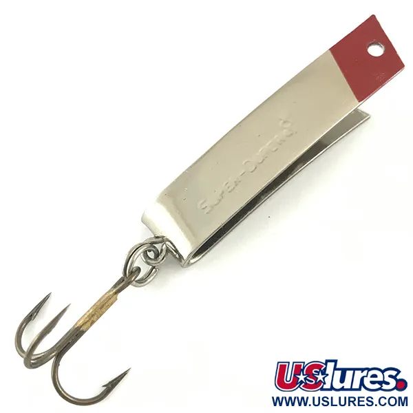 Vintage  Luhr Jensen Super-Duper 506, 1/4oz Nickel / Red fishing spoon #4489