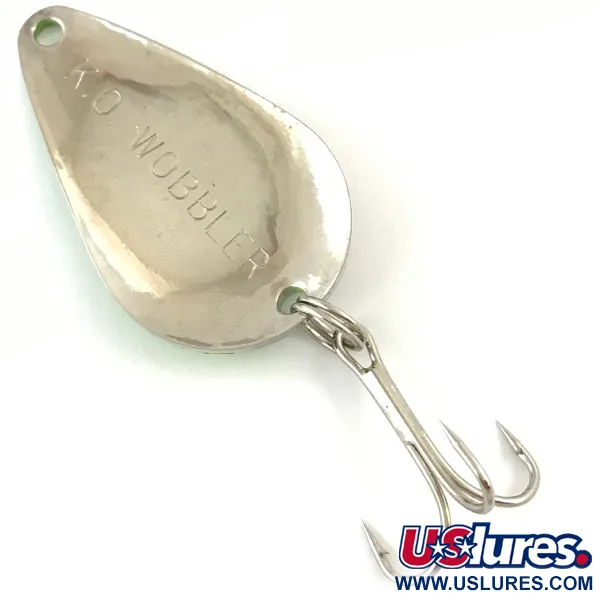 Vintage  Acme K.O. Wobbler, 1/2oz Nickel / Green fishing spoon #4504