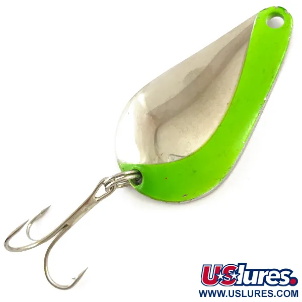 Vintage  Acme K.O. Wobbler, 1/2oz Nickel / Green fishing spoon #4504
