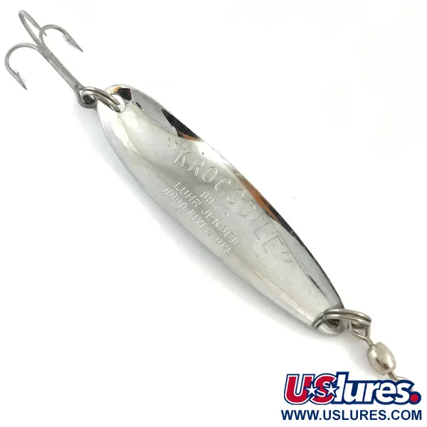 Vintage  Luhr Jensen Krocodile Die #4, 1/2oz Hammered Nickel fishing spoon #4507