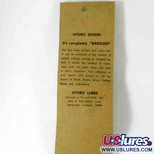  Hydro Lures Weedless Hydro Spoon, 1/2oz Green / Black fishing spoon #4508