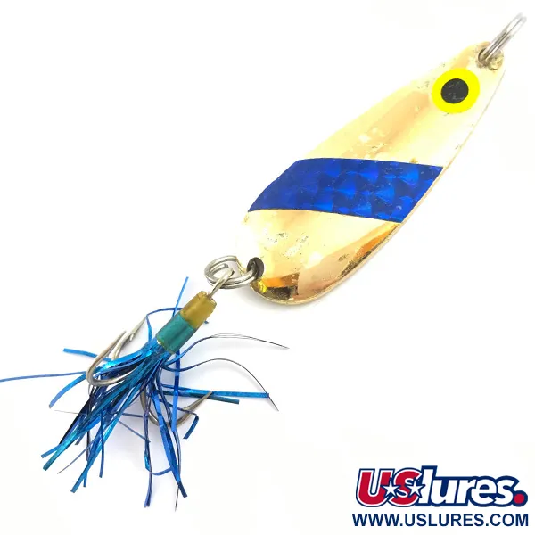 Vintage  Lindy / Little Joe  Lindy Finsel, 1/3oz Gold / Blue fishing spoon #4530