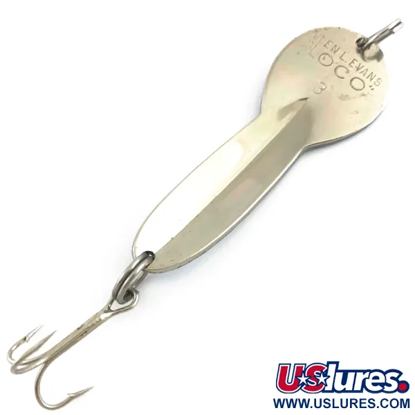 Vintage  Glen Evans Loco 3, 3/5oz Nickel / Blue fishing spoon #4535