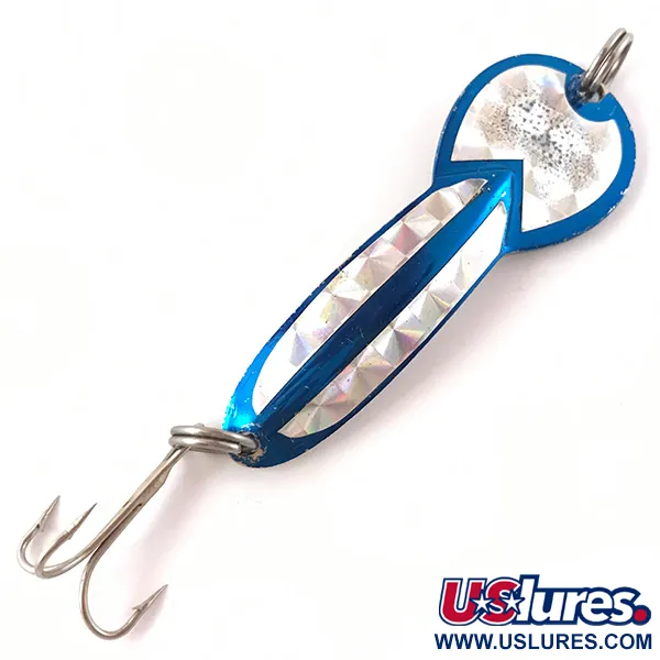 Vintage  Glen Evans Loco 3, 3/5oz Nickel / Blue fishing spoon #4535