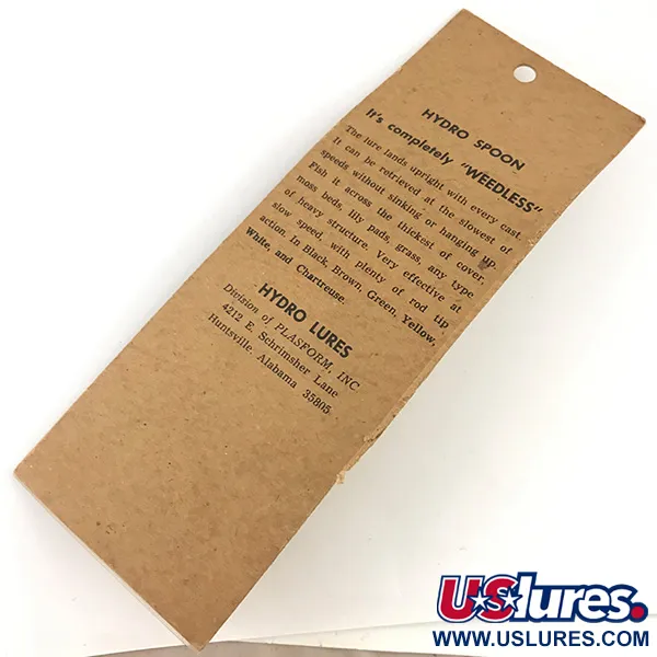 Vintage  Hydro Lures Weedless Hydro Spoon, 1/2oz Green / Brown fishing lure #4560