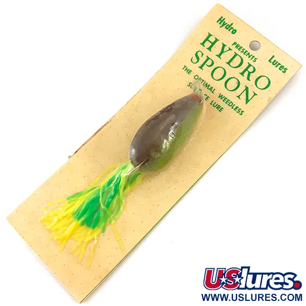 Vintage  Hydro Lures Weedless Hydro Spoon, 1/2oz Green / Brown fishing lure #4560