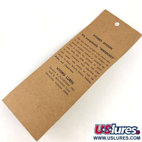  Hydro Lures Weedless Hydro Spoon, 1/2oz White / Green fishing spoon #4551