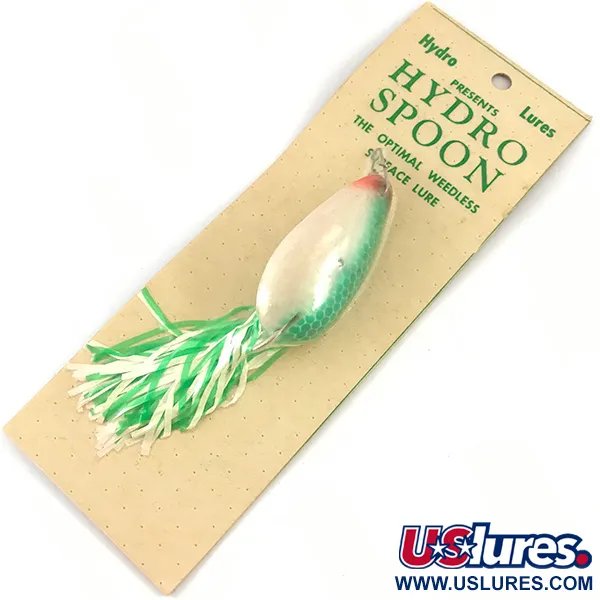  Hydro Lures Weedless Hydro Spoon, 1/2oz White / Green fishing spoon #4551