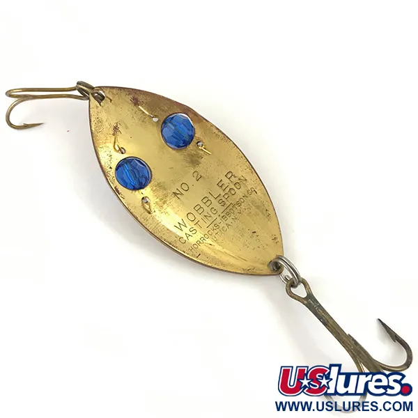 Vintage   Horrocks-Ibbotson Wobbler, 3/4oz Brass / Blue fishing spoon #4553