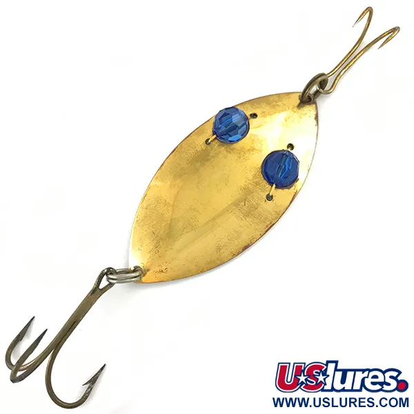 Vintage   Horrocks-Ibbotson Wobbler, 3/4oz Brass / Blue fishing spoon #4553