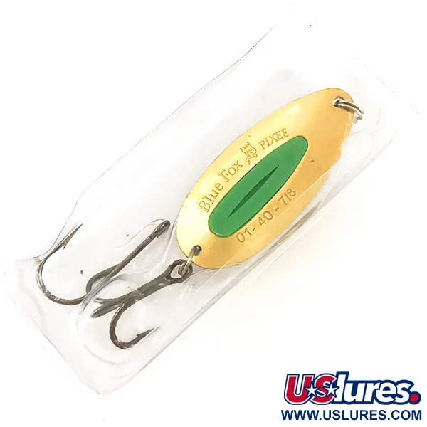   Blue Fox Pixee, 3/4oz Green / Gold (24 Carat Gold Plated) fishing spoon #4554