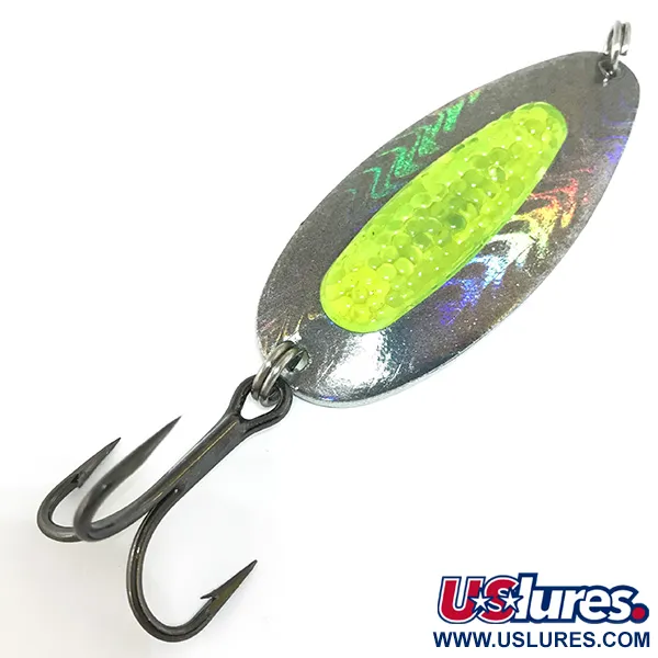   Blue Fox Rattlin Pixee UV, 3/4oz Rainbow Herring / Yellow fishing spoon #4557
