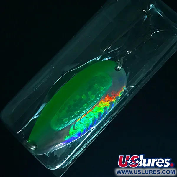  Blue Fox Rattlin Pixee UV, 3/4oz Nickel / Green fishing spoon #4575