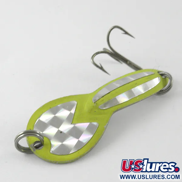 Vintage   Loco 2 Glen Evans UV, 1/4oz Fluorescent Yellow / Nickel fishing spoon #4611