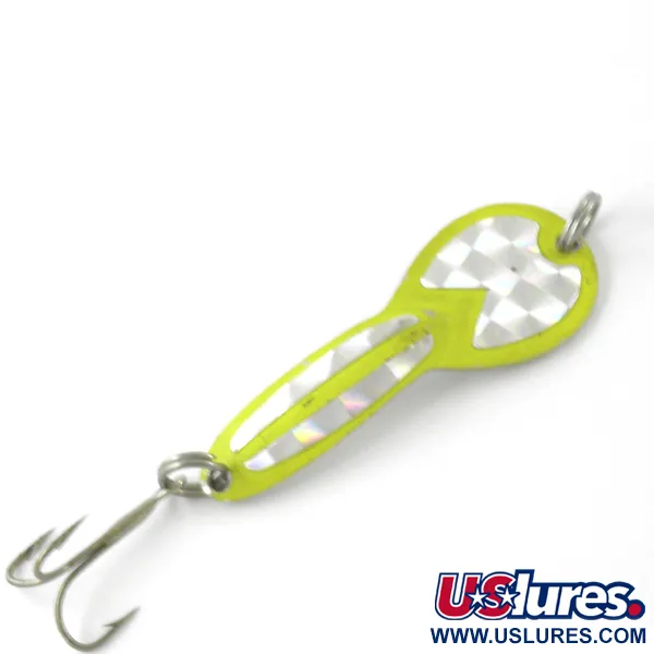 Vintage   Loco 2 Glen Evans UV, 1/4oz Fluorescent Yellow / Nickel fishing spoon #4611