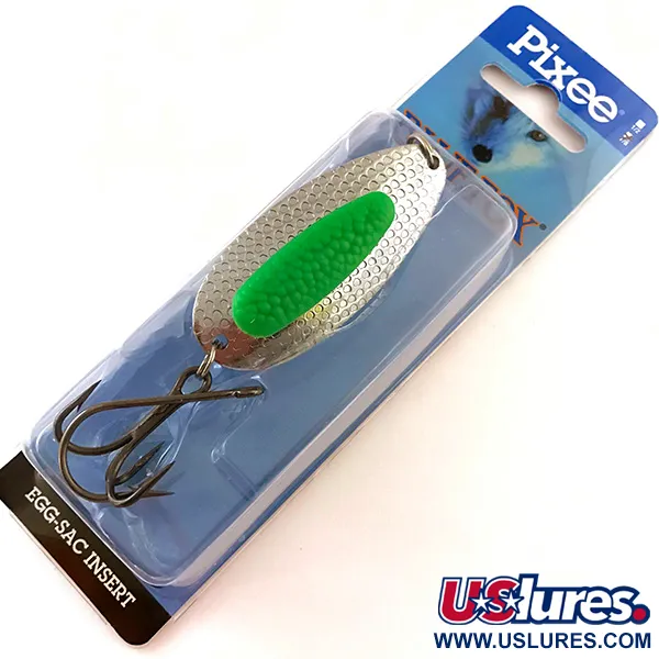   Blue Fox Pixee UV, 3/4oz Hammered Nickel / Green fishing spoon #4619