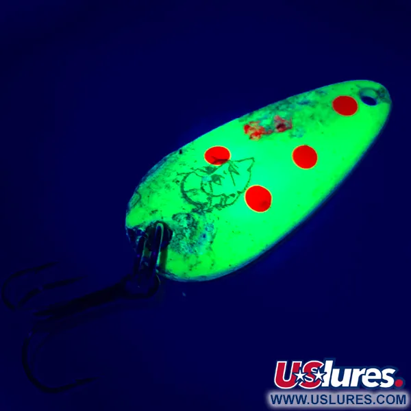 Vintage  Eppinger Dardevle Midget UV, 3/16oz Fluorescent Yellow / Silver fishing spoon #4643
