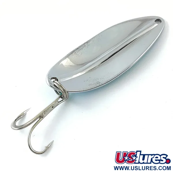 Vintage  TODDCO Main liner , 2/5oz Nickel / Blue Green Stripe fishing spoon #4644