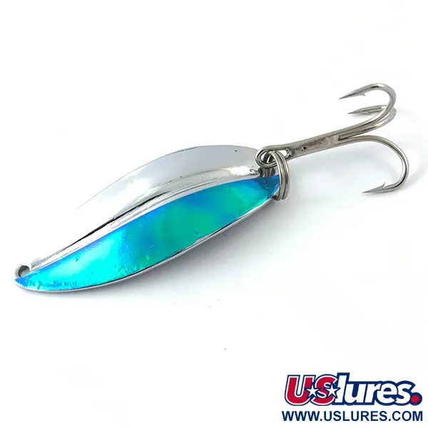 Vintage  TODDCO Main liner , 2/5oz Nickel / Blue Green Stripe fishing spoon #4644