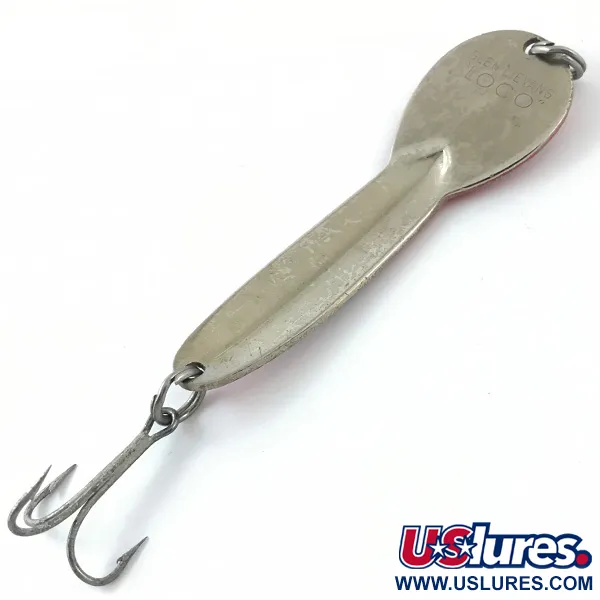 Vintage   Glen Evans Loco 4 UV, 3/4oz Brass / Red UV Glow in UV light, Fluorescent fishing spoon #4646