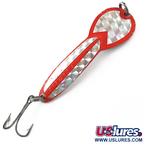 Vintage   Glen Evans Loco 4 UV, 3/4oz Brass / Red UV Glow in UV light, Fluorescent fishing spoon #4646