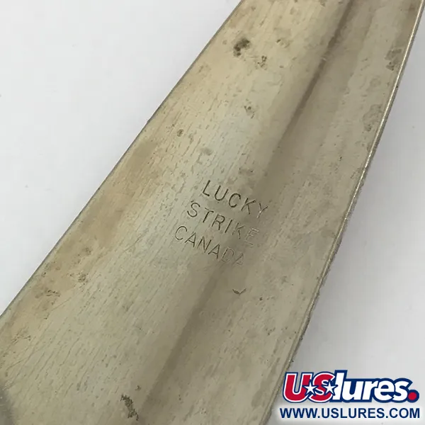 Vintage   Lucky Strike Canoe Wobbler, 1 2/3oz White Pearl / Nickel / Red fishing spoon #4647