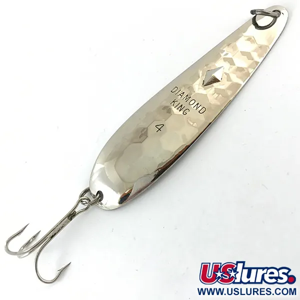 Vintage  Luhr Jensen Diamond King 4, 1/2oz Hammered Silver fishing spoon #4657