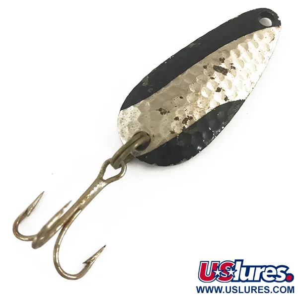 Vintage   Nebco Tor-P-Do 1, 1/4oz Hammered Nickel / Black fishing spoon #4688