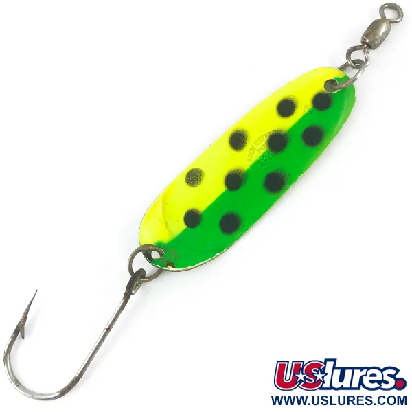 Vintage   Andy Reekers UV, 1/4oz Yellow / Green / Nickel fishing spoon #4691