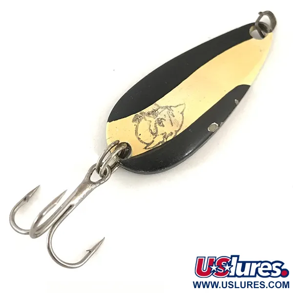 Vintage  Eppinger Dardevle Midget, 3/16oz Black / White / Nickel fishing spoon #4697