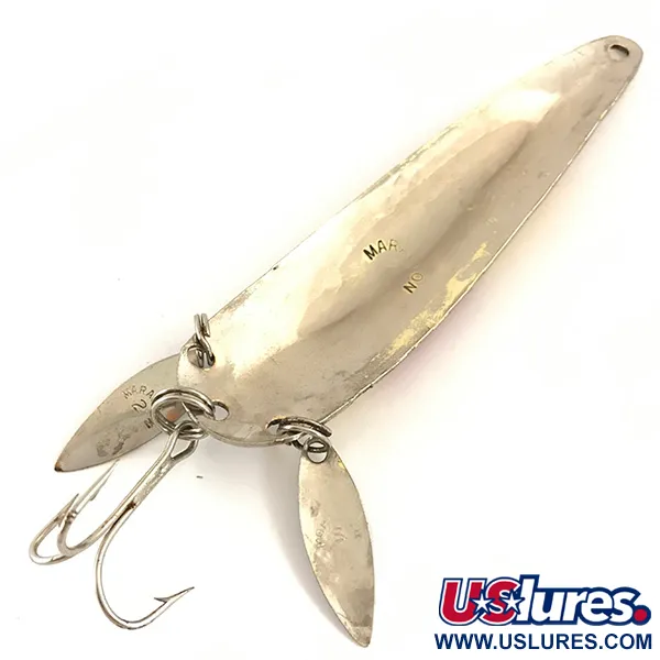 Vintage   Marathon (with sonic blades), 3/5oz Nickel / Gold / Red fishing spoon #4700