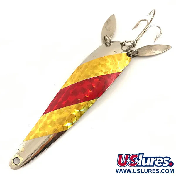 Vintage   Marathon (with sonic blades), 3/5oz Nickel / Gold / Red fishing spoon #4700
