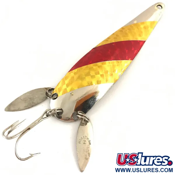 Vintage   Marathon (with sonic blades), 3/5oz Nickel / Gold / Red fishing spoon #4700